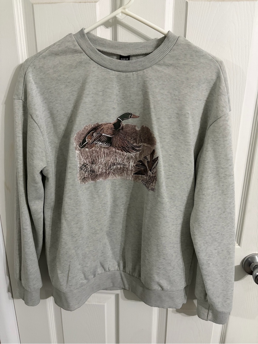 Grey Crewneck Sweatshirt with Duck